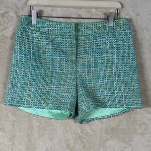 J.McLaughlin Tweed‎ Shorts Blue Green Yellow Silver Size 6 Career Casual Chic